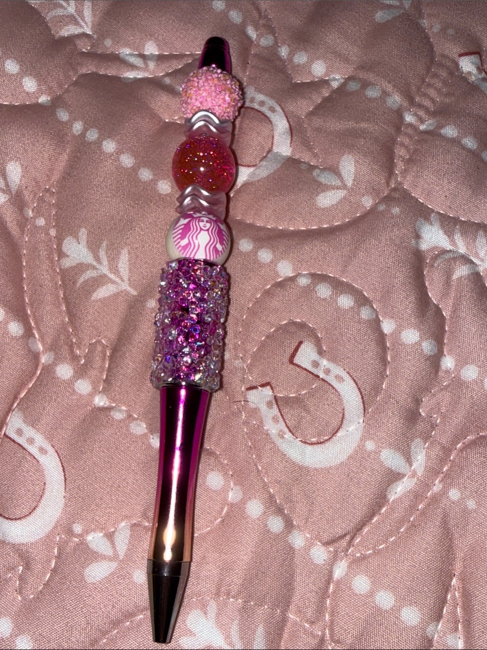 Pink Beaded Kids Ballpoint Pen with Decorative Charms